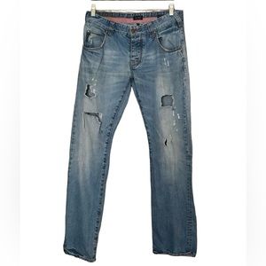 Armani Jeans Blue Distressed Full Leg
